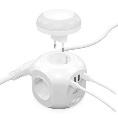 Aisens Regleta de Enchufes Multifunción con 4 Tomas, 1 USB-C, 3 USB-A y Luz Nocturna, Blanco Aisens Regleta de Enchufes Multifunción con 4 Tomas, 1 USB-C, 3 USB-A y Luz Nocturna, Blanco